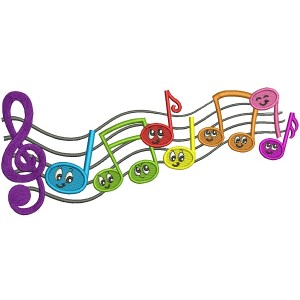 Music Notes Filled Machine Embroidery Design Digitized Pattern